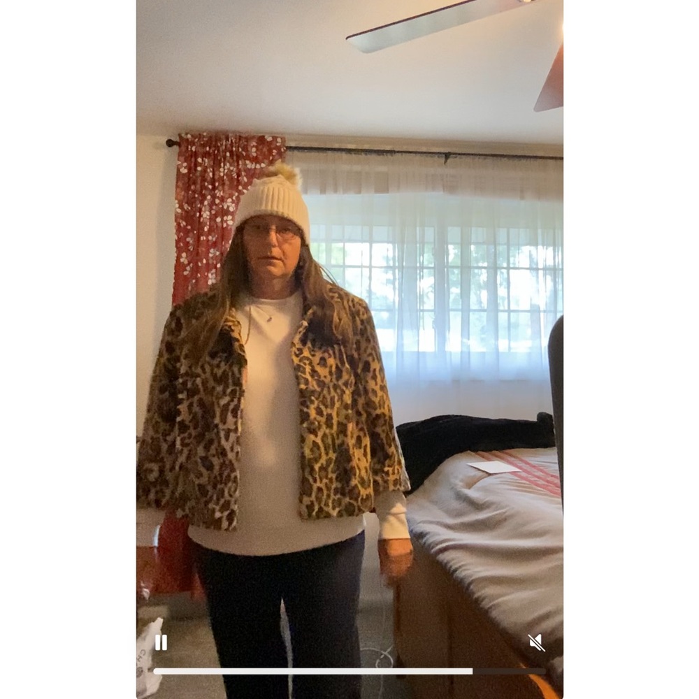 Lane Bryant Leopard Print Teddy Jacket faux